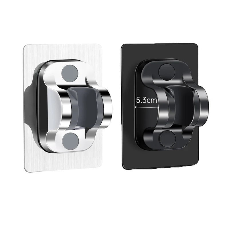 Supports de pommeau de douche Eaurys adhésifs sans perçage, finition argentée et noire en ABS pivotant