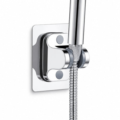Support de pommeau de douche Eaurys argenté en ABS avec fixation adhésive sans perçage et tête pivotante réglable